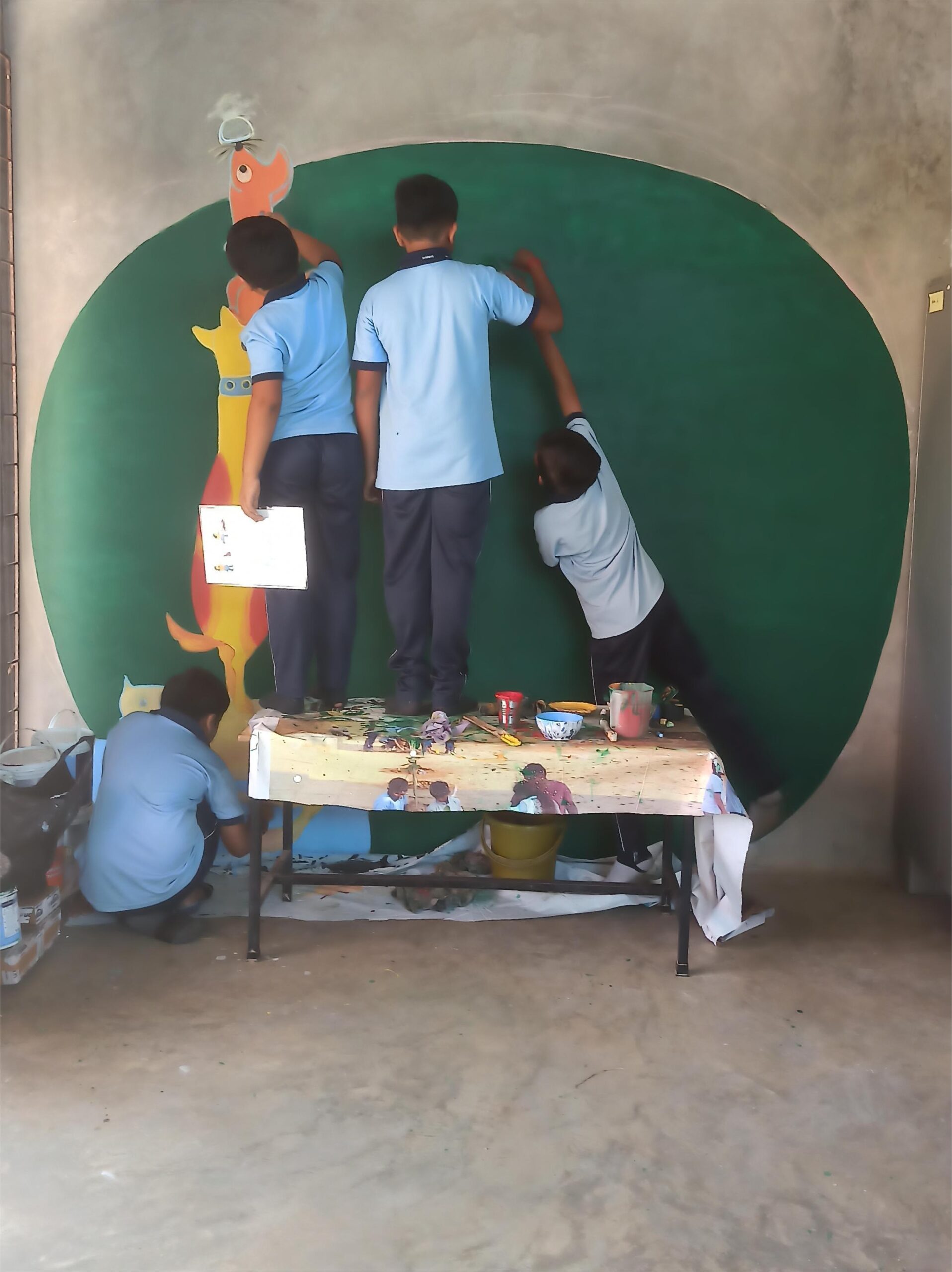 Art mural in the English lab