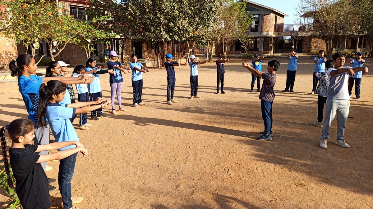 Class 8 conducting the warm up