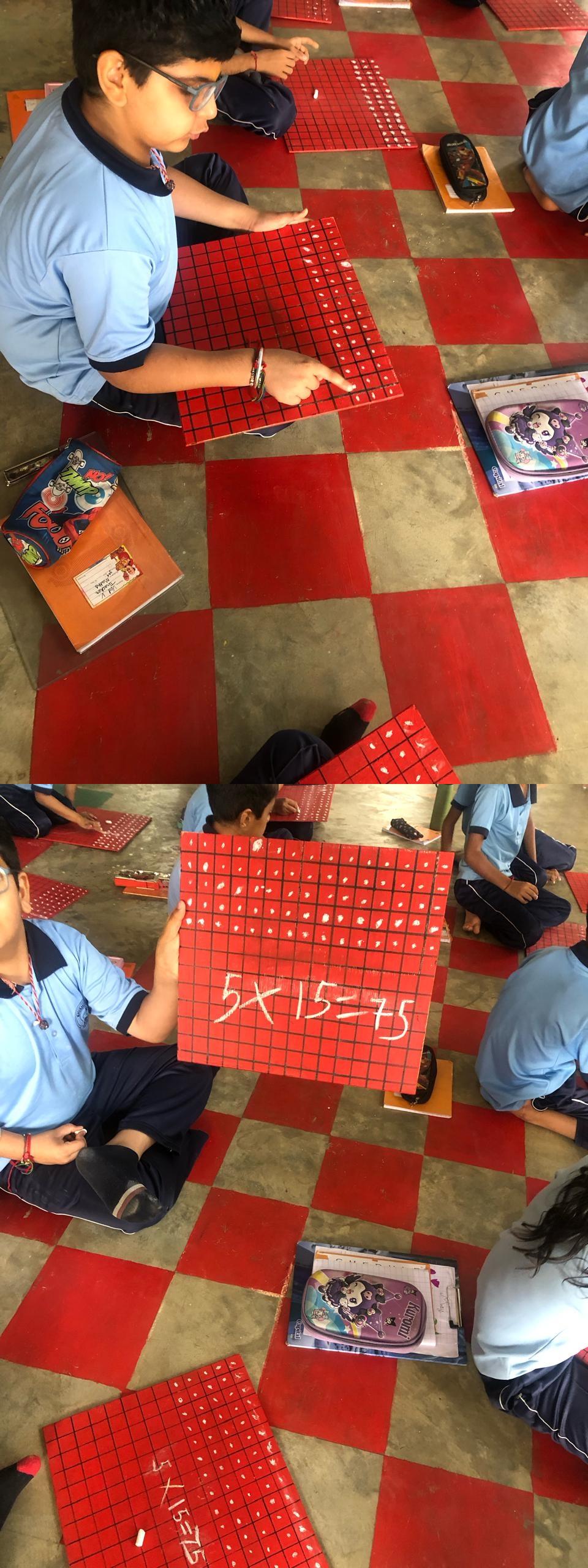 A mathboard to learn multiplication