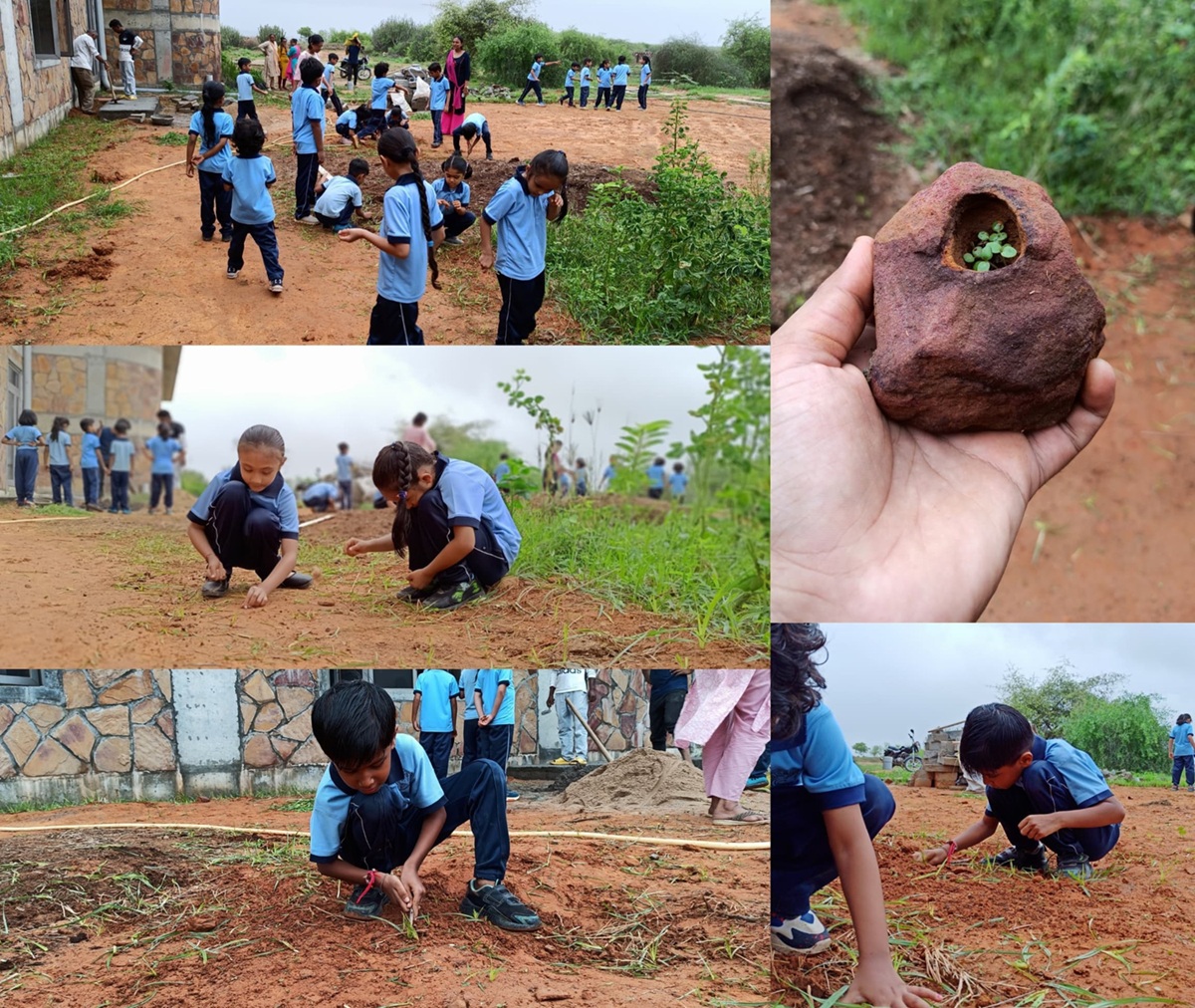 Working with hands in nature