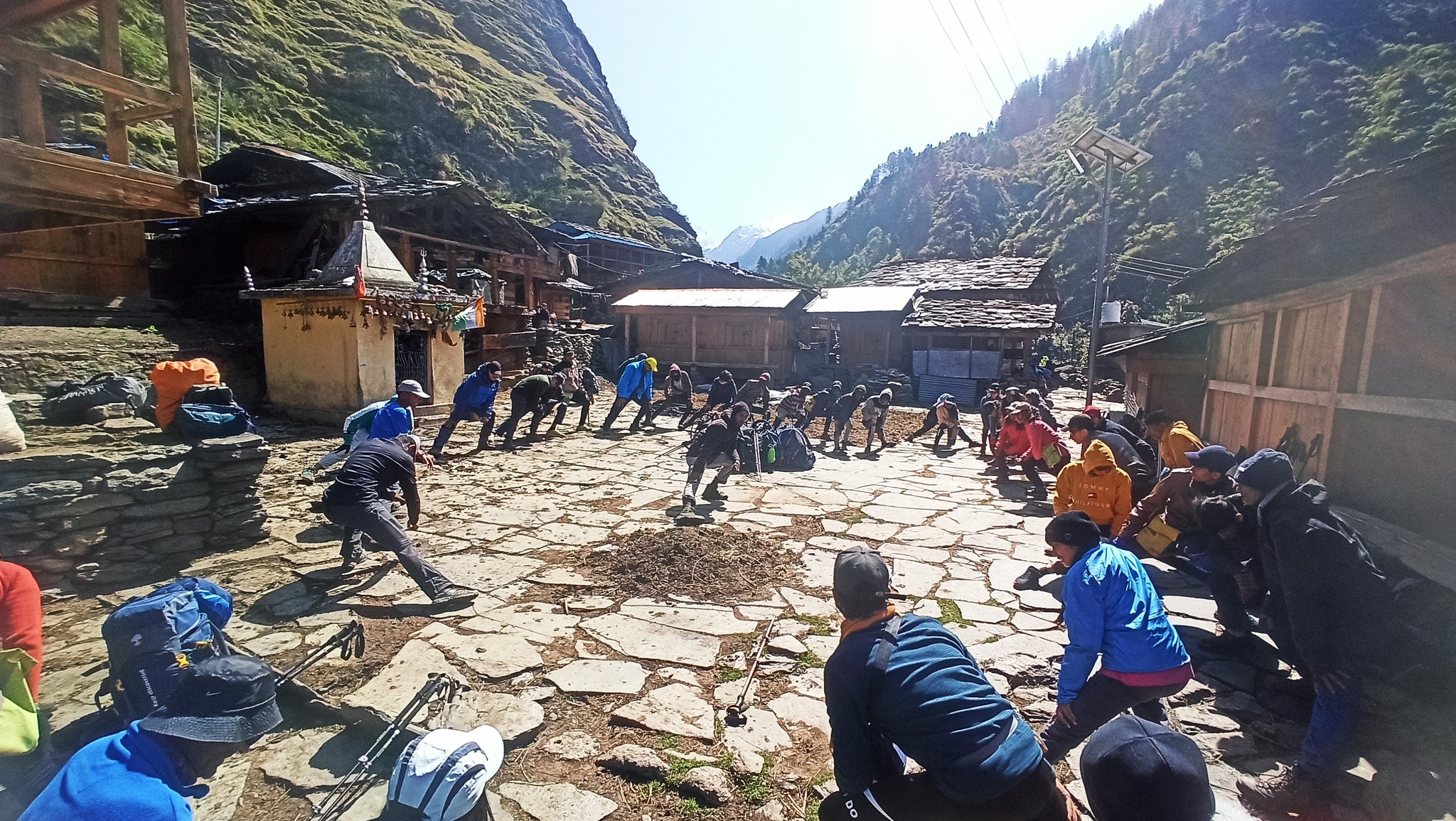 Himalayan trek stretching